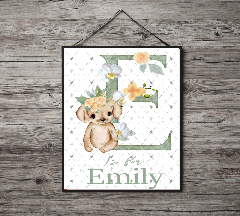 Animal Initial Name Print, Letter E Custom Print, Letter E - Click Image to Close